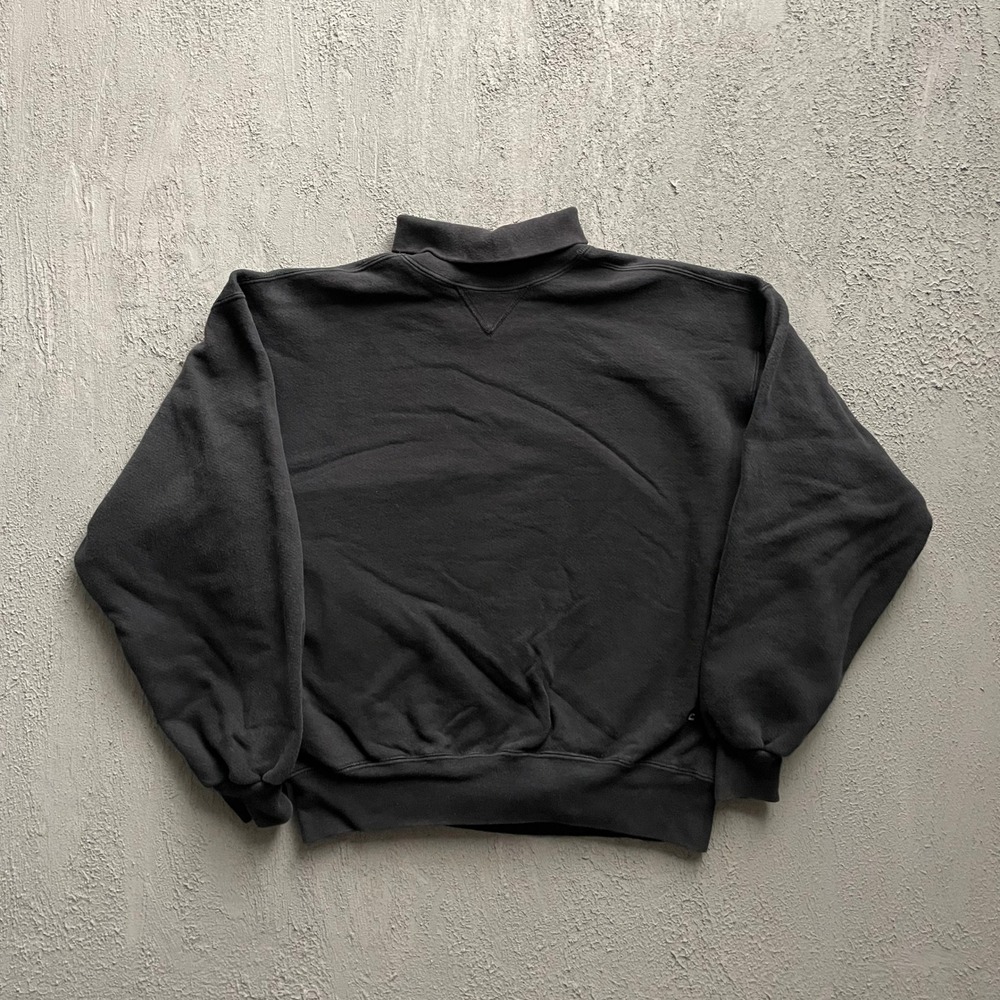 Vintage Russell Athletic High Cotton Mock Neck Sweatshirt Mens Large Black 90s